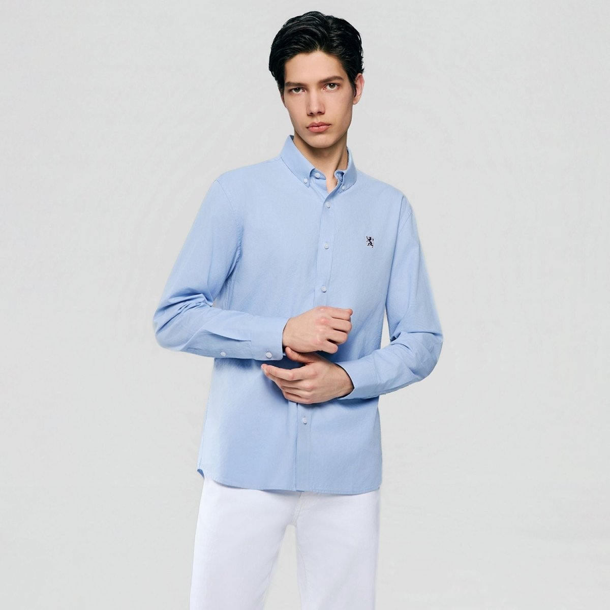 Giordano Men’s Cotton Slim Oxford Shirt with Embroidery - first_variant_option_2 Premium Shirts for Giordano
