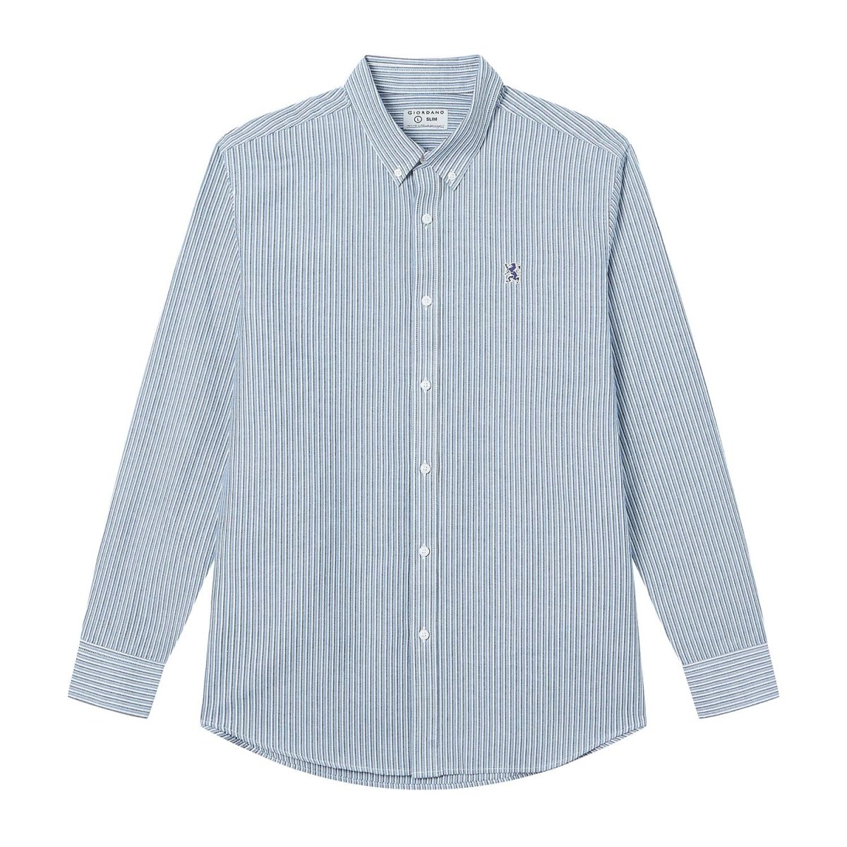 Giordano Men’s Cotton Slim Oxford Shirt with Embroidery - Premium Shirts