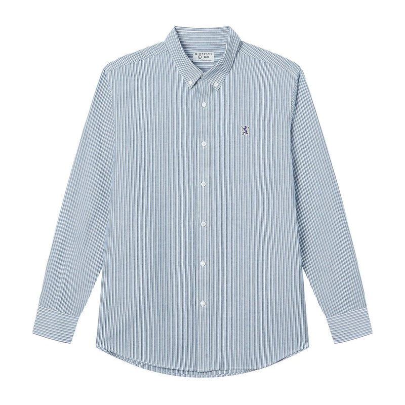 Giordano Men’s Cotton Slim Oxford Shirt with Embroidery - Premium Shirts