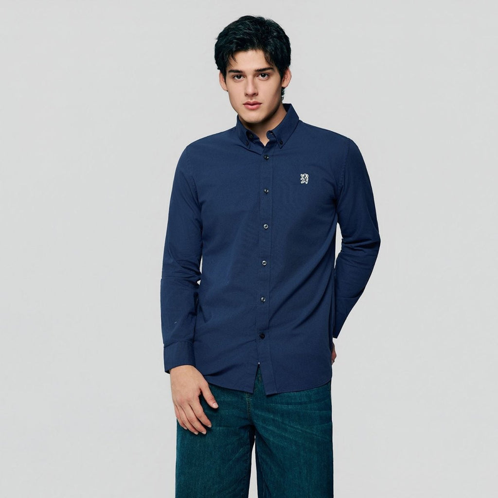 Giordano Men’s Cotton Slim Oxford Shirt with Embroidery - first_variant_option_2 Premium Shirts for Giordano