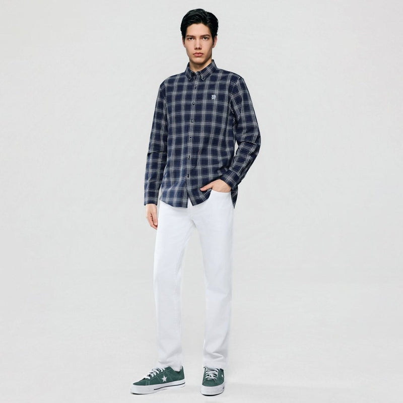 Giordano Men’s Cotton Slim Oxford Shirt with Embroidery - Premium Shirts