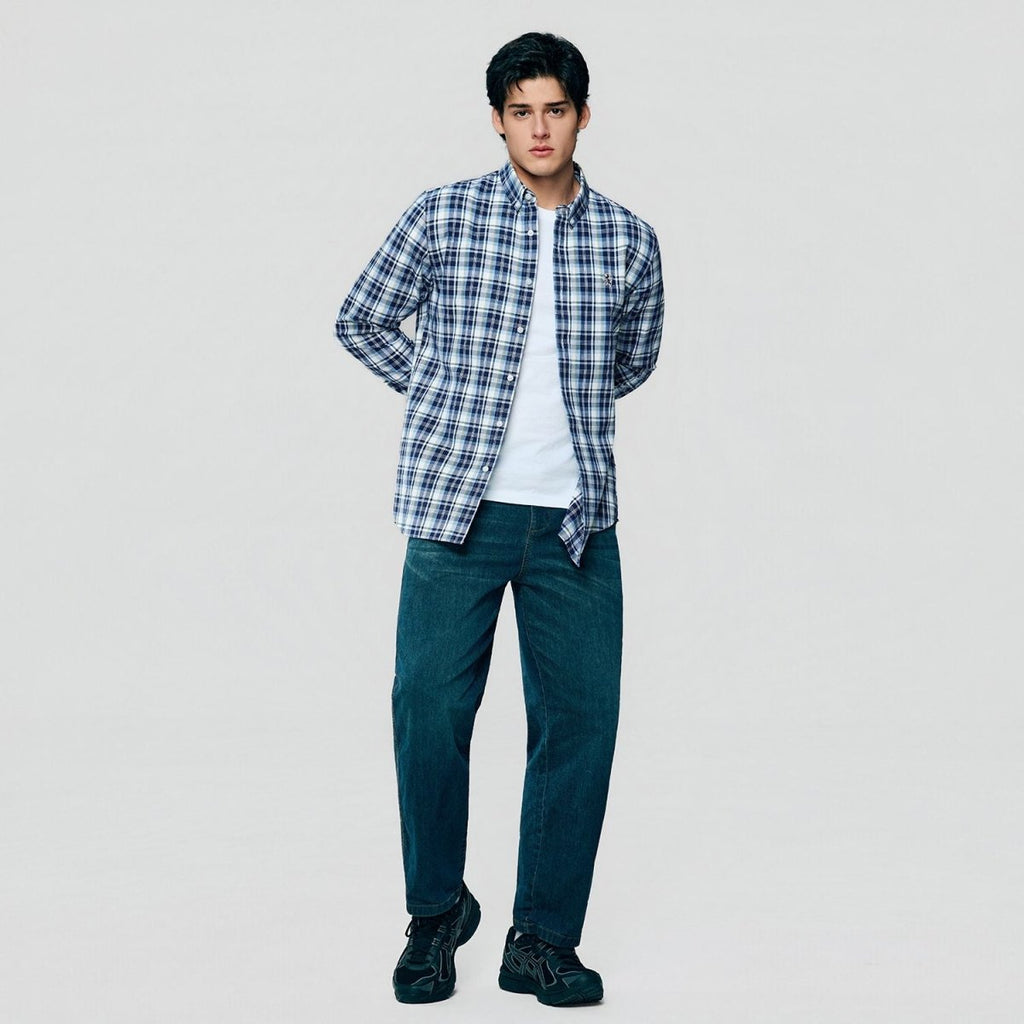 Giordano Men’s Cotton Slim Oxford Shirt with Embroidery - first_variant_option_2 Premium Shirts for Giordano