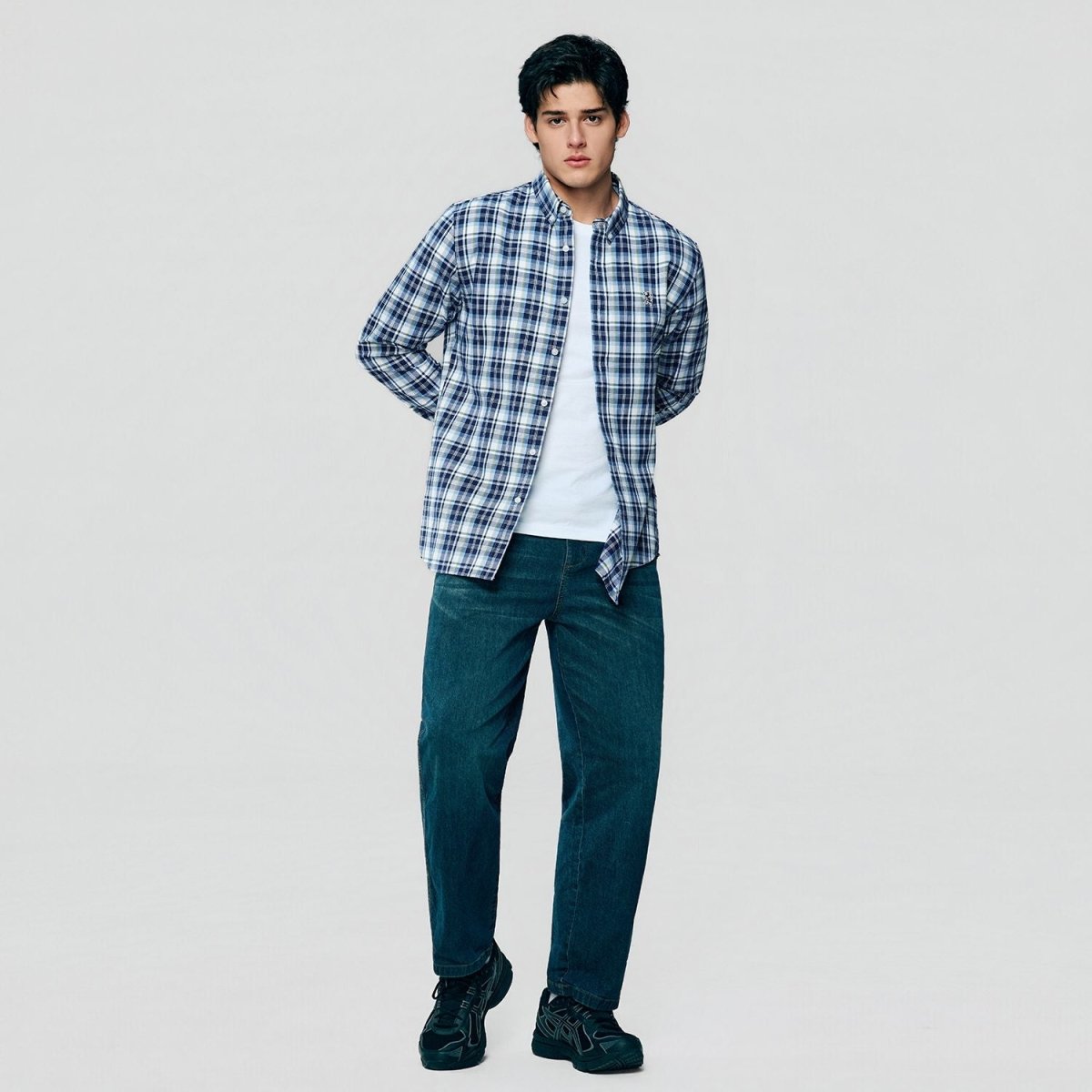 Giordano Men’s Cotton Slim Oxford Shirt with Embroidery - first_variant_option_2 Premium Shirts for Giordano