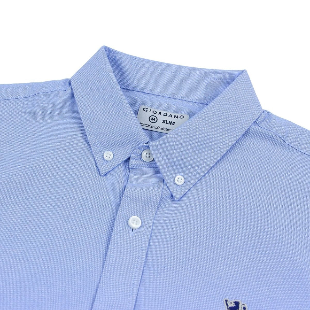 Giordano Men’s Cotton Slim Oxford Shirt with Embroidery - Premium Shirts