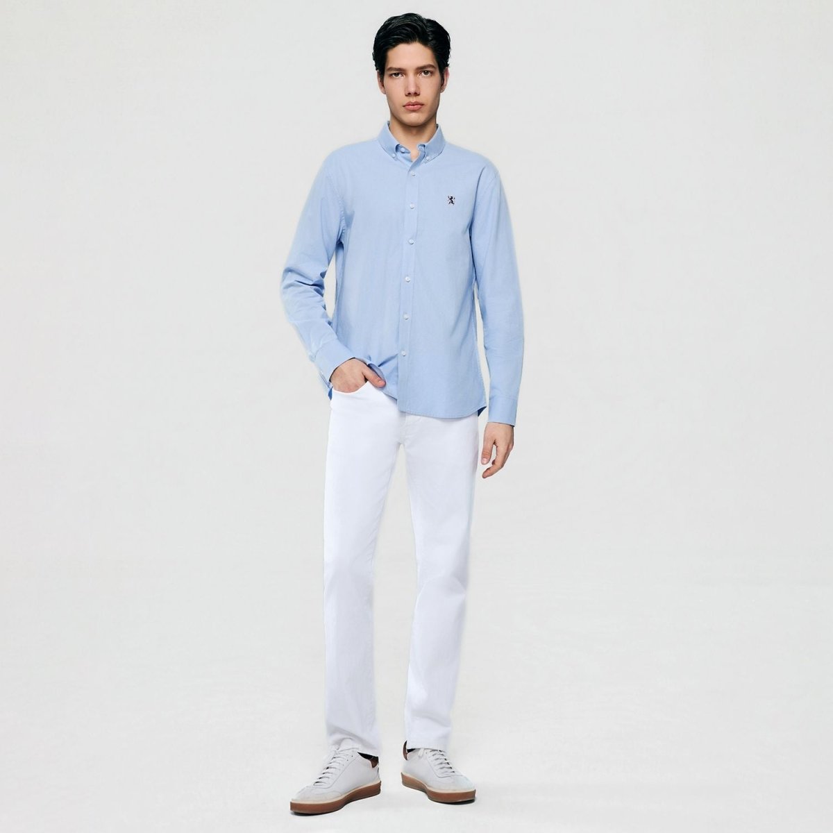 Giordano Men’s Cotton Slim Oxford Shirt with Embroidery - first_variant_option_2 Premium Shirts for Giordano