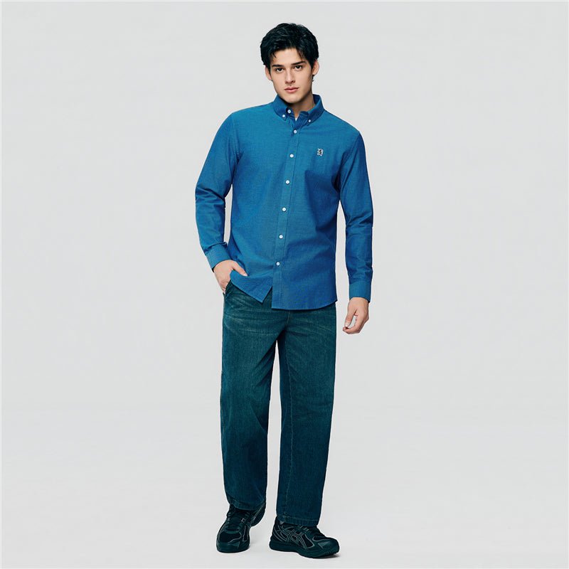 Giordano Men’S Cotton Slim Oxford Shirt With Embroidery - first_variant_option_2 Premium Shirt for Giordano