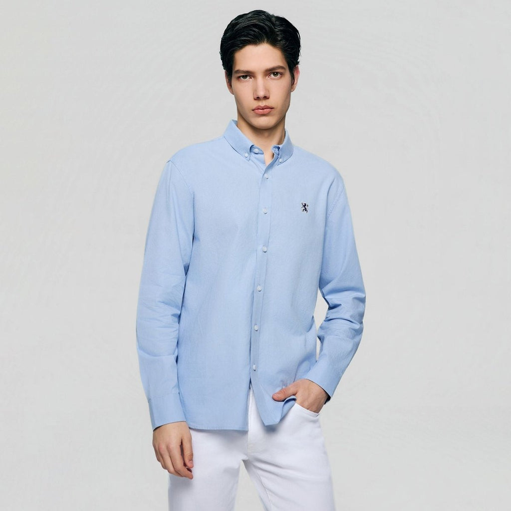 Giordano Men’s Cotton Slim Oxford Shirt with Embroidery - first_variant_option_2 Premium Shirts for Giordano