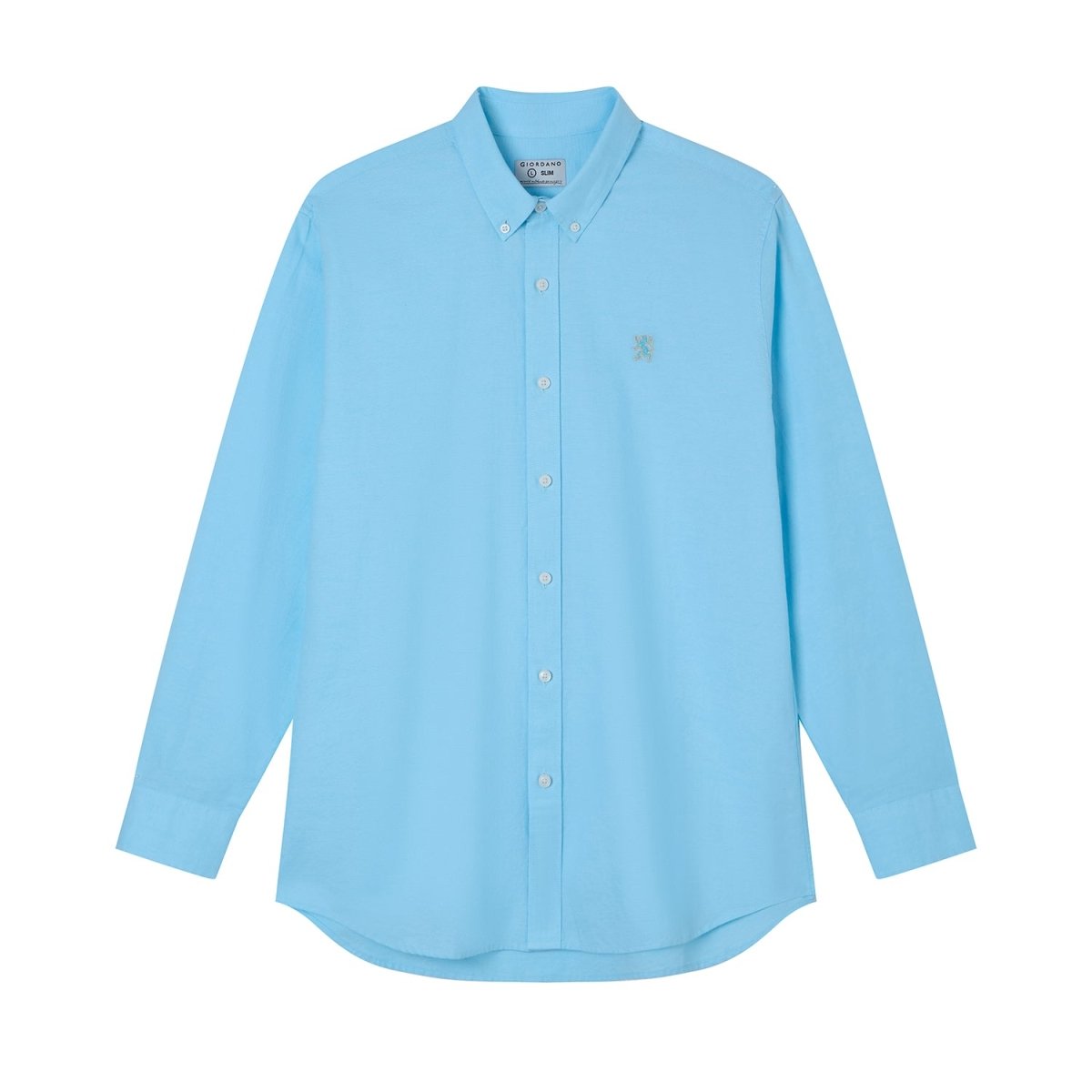 Giordano Men’s Cotton Slim Oxford Shirt with Embroidery - Premium Shirts