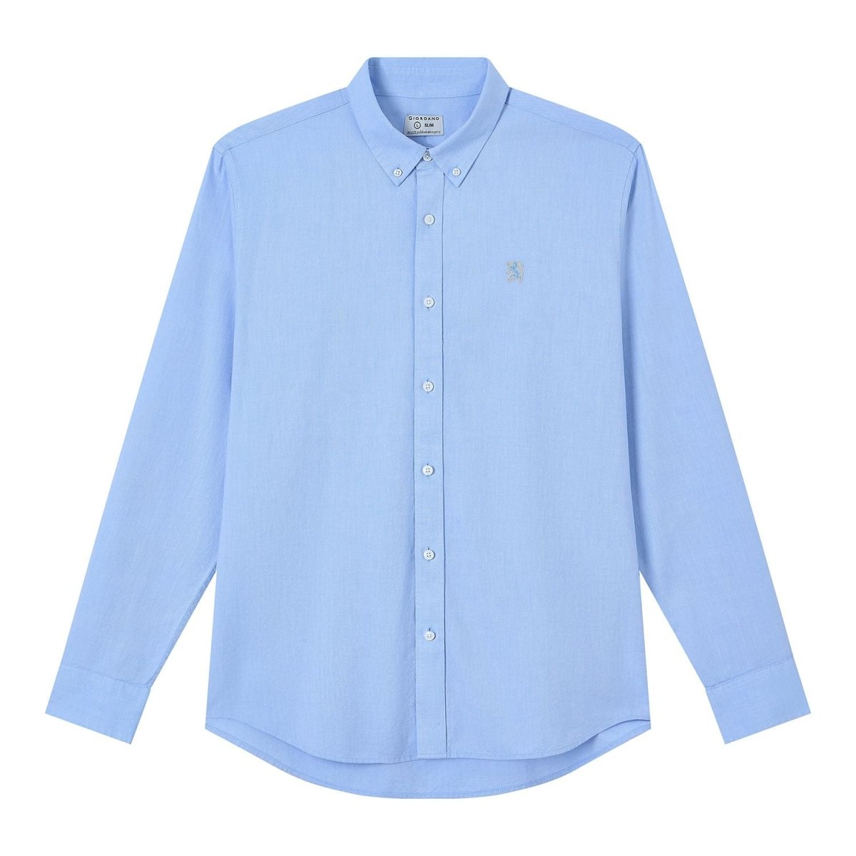 Giordano Men’s Cotton Slim Oxford Shirt with Embroidery - Premium Shirts