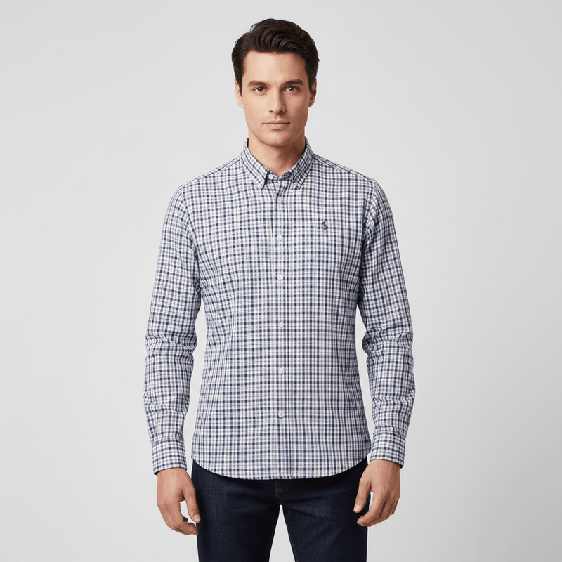 Giordano Men’s Cotton Slim Oxford Shirt with Embroidery - Premium Shirts