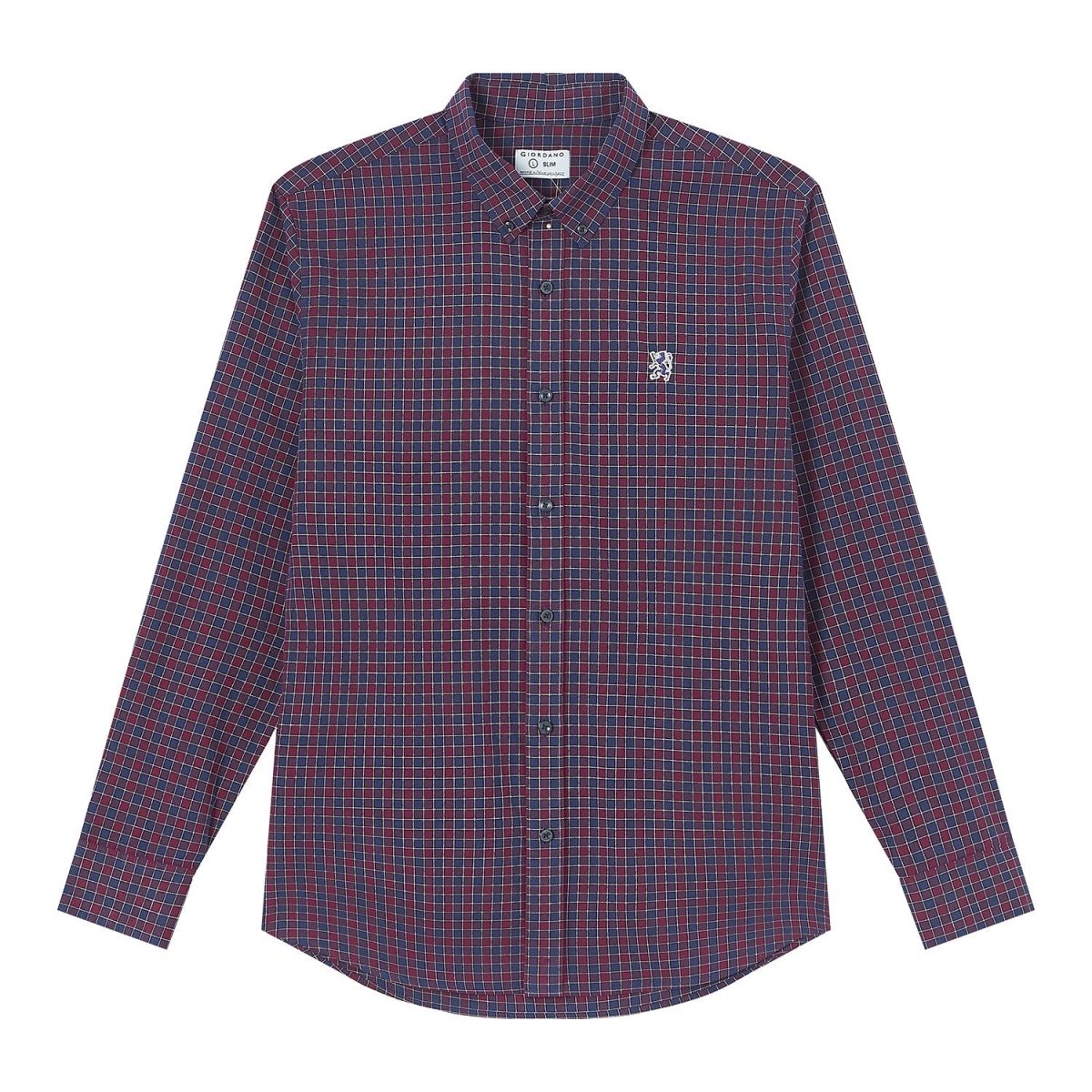 Giordano Men’s Cotton Slim Oxford Shirt with Embroidery - Premium Shirts