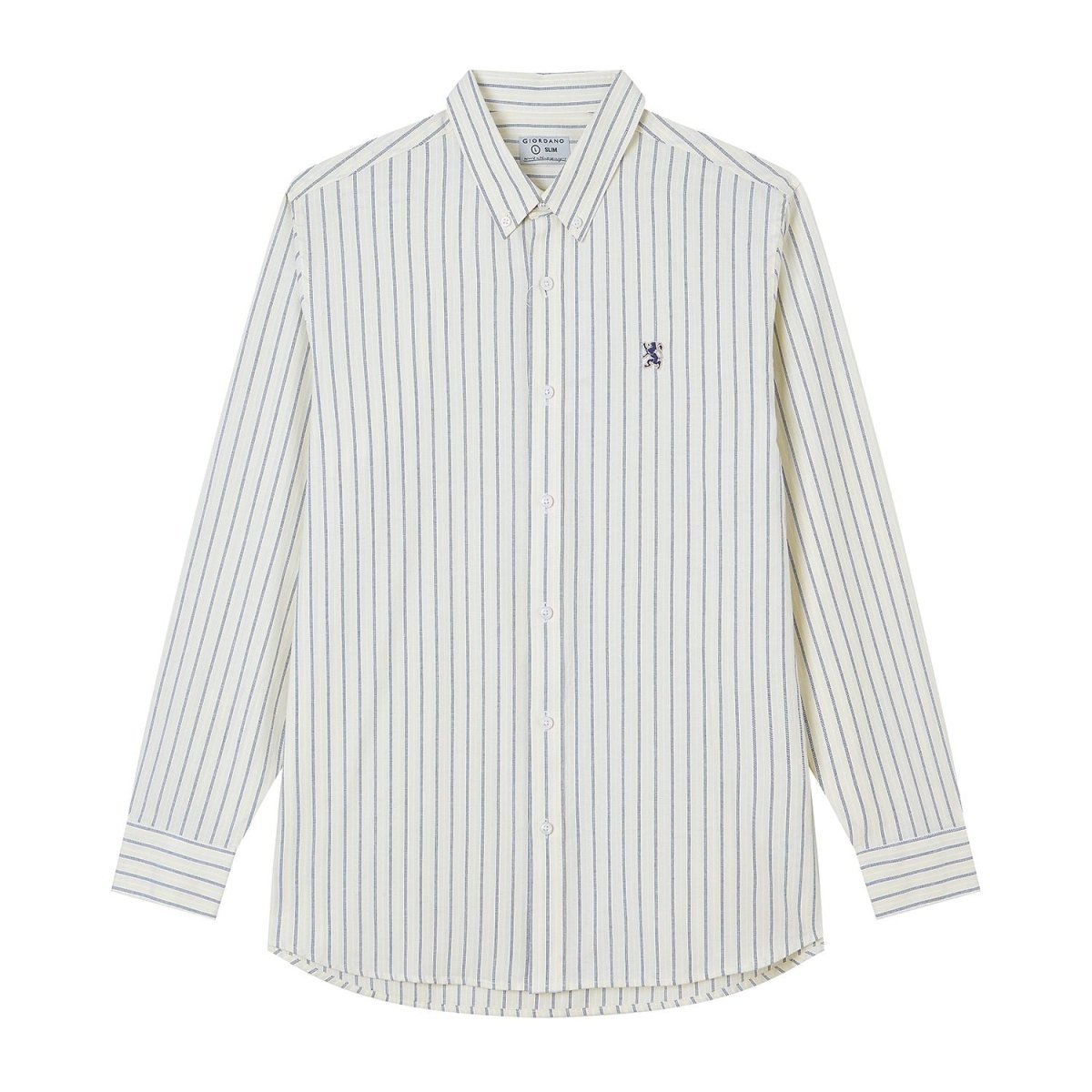 Giordano Men’s Cotton Slim Oxford Shirt with Embroidery - Premium Shirts