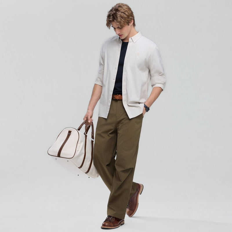 Giordano Men’s Cotton Slim Oxford Shirt with Embroidery - first_variant_option_2 Premium Shirts for Giordano