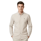 Giordano Men’s Cotton Slim Oxford Shirt with Embroidery - Premium Shirts