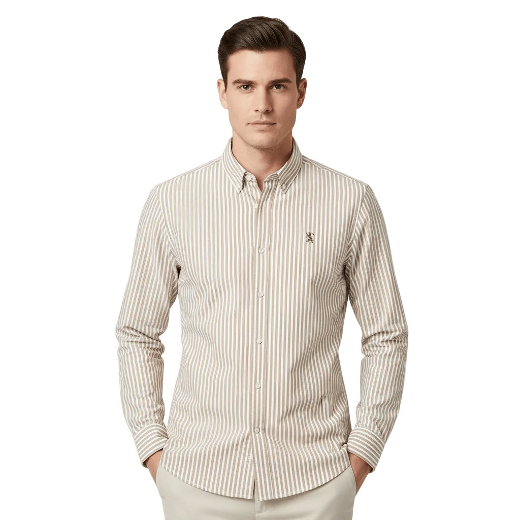Giordano Men’s Cotton Slim Oxford Shirt with Embroidery - Premium Shirts