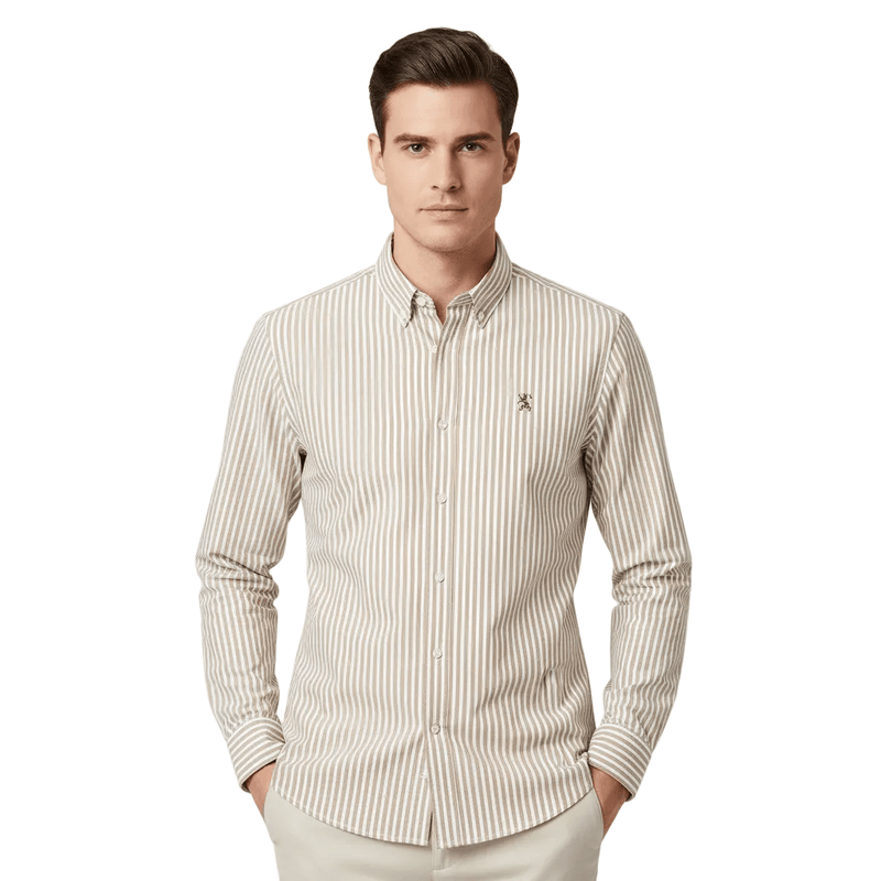 Giordano Men’s Cotton Slim Oxford Shirt with Embroidery - Premium Shirts