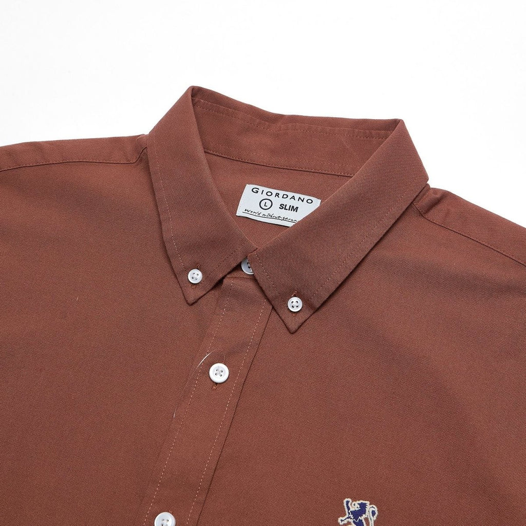 Giordano Men’s Cotton Slim Oxford Shirt with Embroidery - first_variant_option_2 Premium Shirts for Giordano