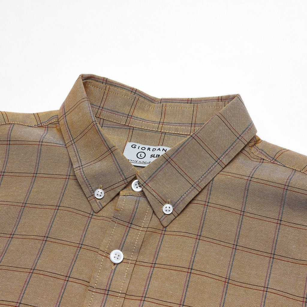 Giordano Men’s Cotton Slim Oxford Shirt with Embroidery - Premium Shirts