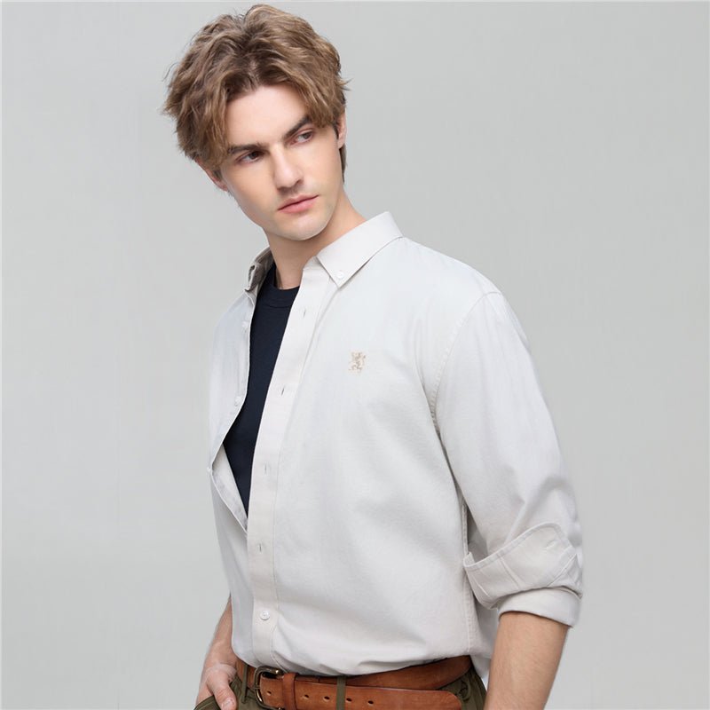 Giordano Men’s Cotton Slim Oxford Shirt with Embroidery - first_variant_option_2 Premium Shirts for Giordano