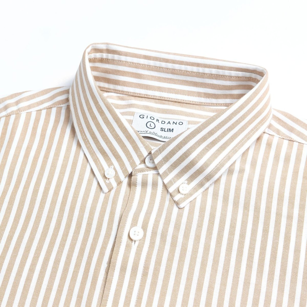 Giordano Men’s Cotton Slim Oxford Shirt with Embroidery - Premium Shirts