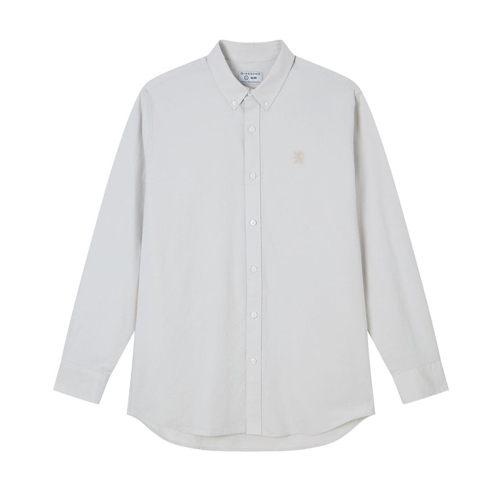 Giordano Men’s Cotton Slim Oxford Shirt with Embroidery - first_variant_option_2 Premium Shirts for Giordano