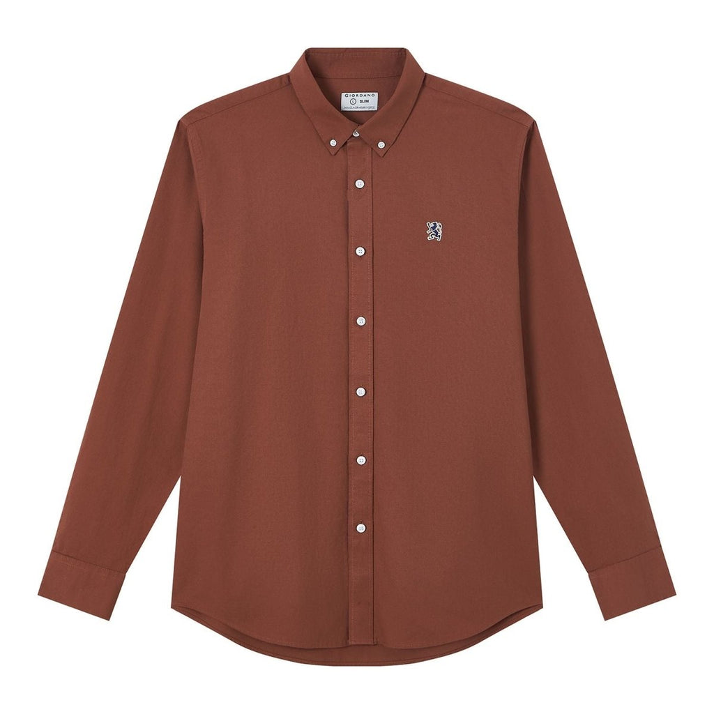 Giordano Men’s Cotton Slim Oxford Shirt with Embroidery - first_variant_option_2 Premium Shirts for Giordano