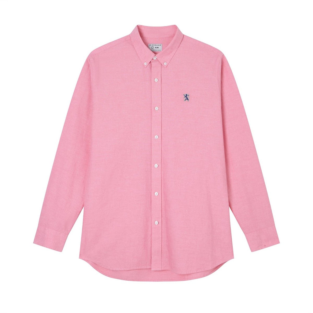 Giordano Men’s Cotton Slim Oxford Shirt with Embroidery - first_variant_option_2 Premium Shirts for Giordano