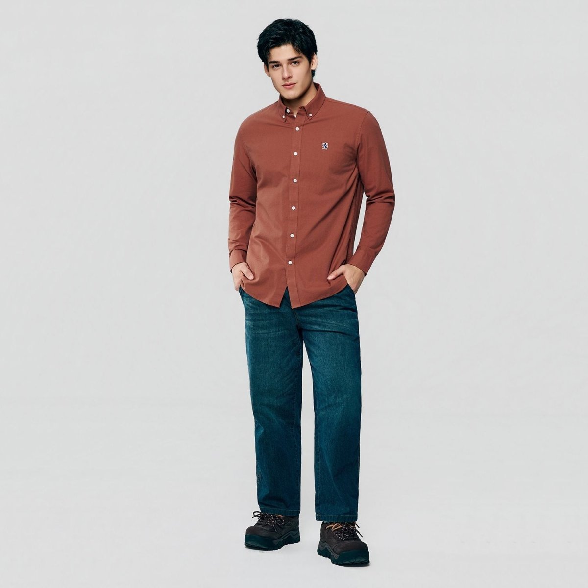 Giordano Men’s Cotton Slim Oxford Shirt with Embroidery - first_variant_option_2 Premium Shirts for Giordano
