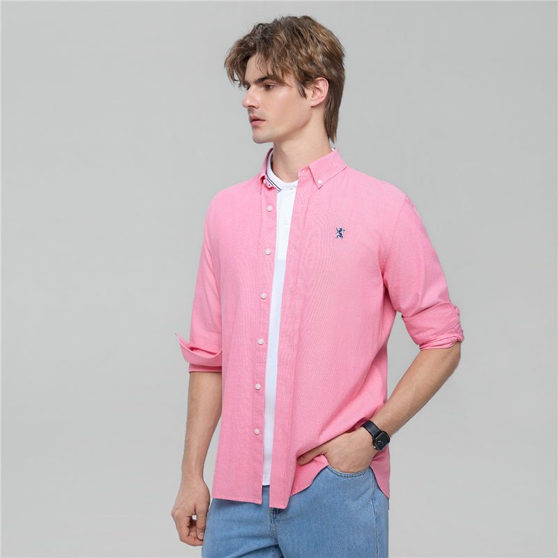 Giordano Men’s Cotton Slim Oxford Shirt with Embroidery - first_variant_option_2 Premium Shirts for Giordano