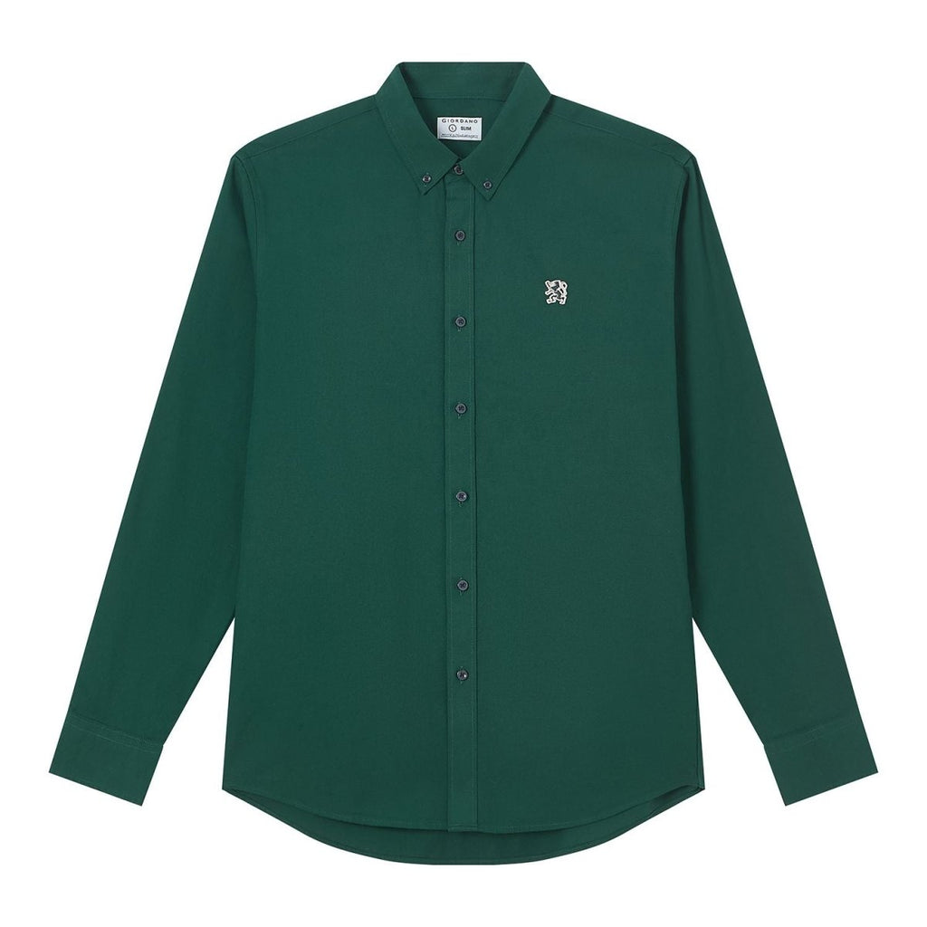 Giordano Men’s Cotton Slim Oxford Shirt with Embroidery - first_variant_option_2 Premium Shirts for Giordano