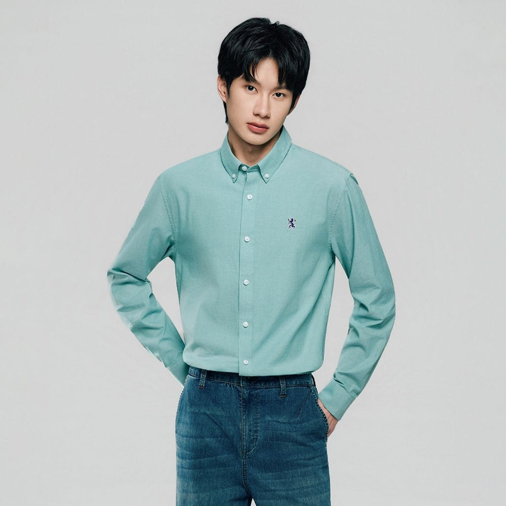 Giordano Men’s Cotton Slim Oxford Shirt with Embroidery - first_variant_option_2 Premium Shirts for Giordano