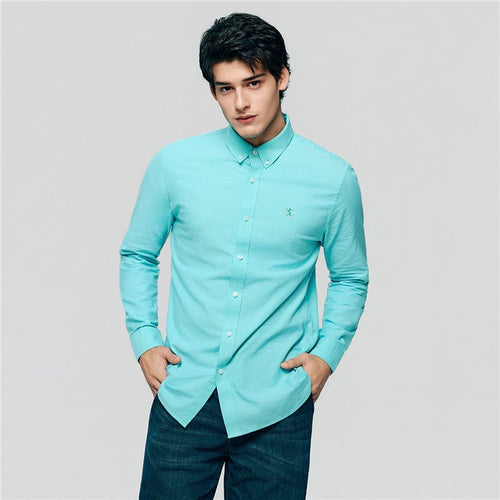 Giordano Men’S Cotton Slim Oxford Shirt With Embroidery - first_variant_option_2 Premium Shirt for Giordano