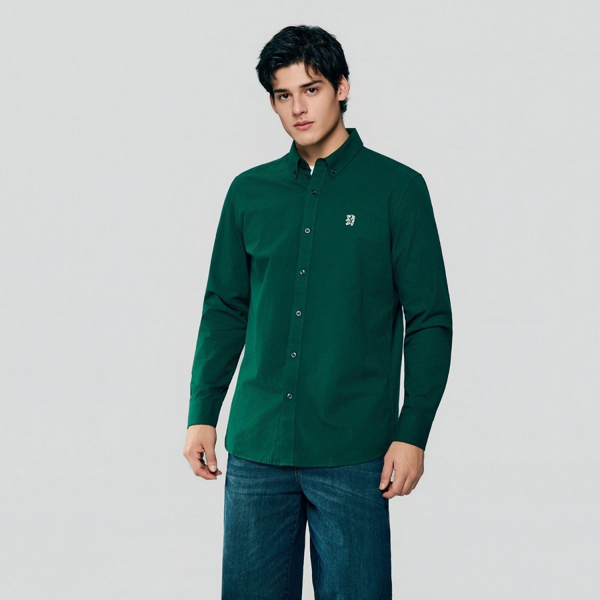 Giordano Men’s Cotton Slim Oxford Shirt with Embroidery - first_variant_option_2 Premium Shirts for Giordano