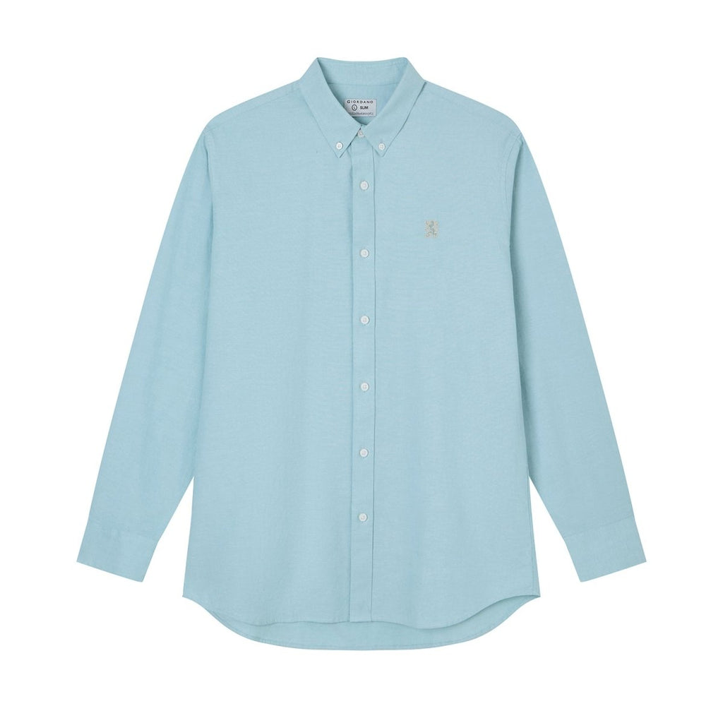 Giordano Men’s Cotton Slim Oxford Shirt with Embroidery - first_variant_option_2 Premium Shirts for Giordano