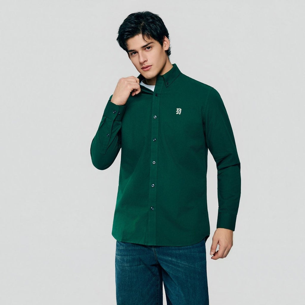 Giordano Men’s Cotton Slim Oxford Shirt with Embroidery - first_variant_option_2 Premium Shirts for Giordano