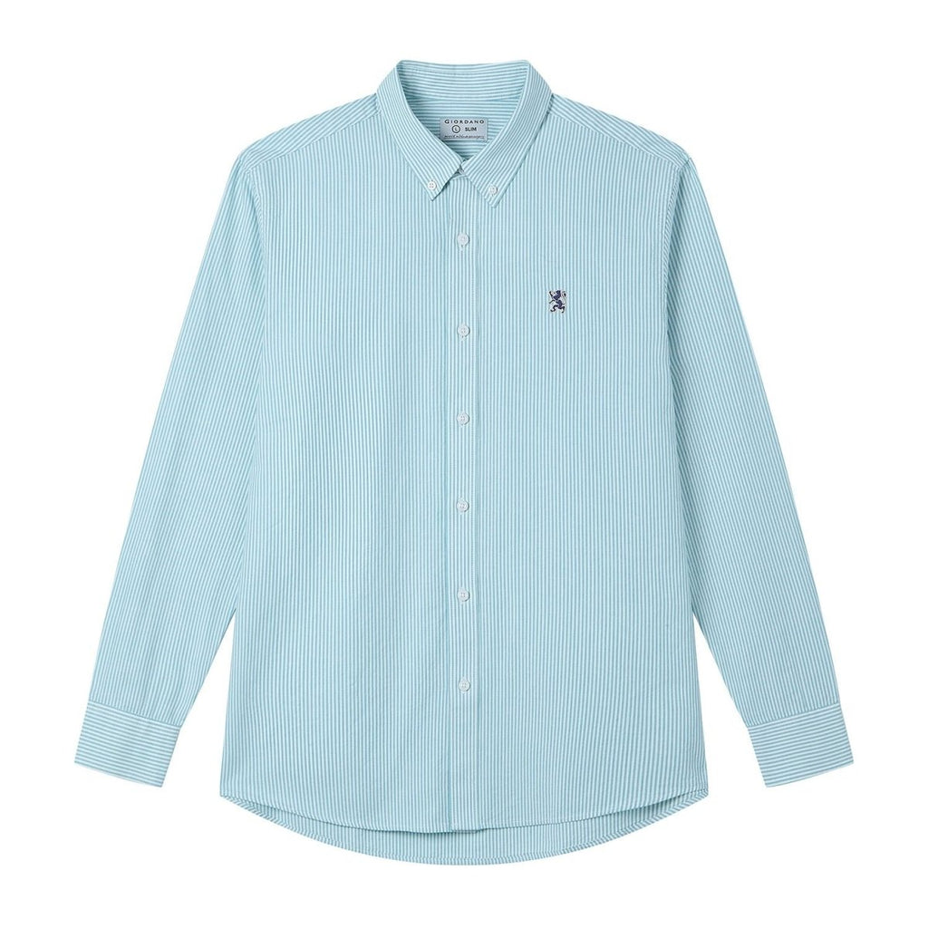 Giordano Men’s Cotton Slim Oxford Shirt with Embroidery - Premium Shirts