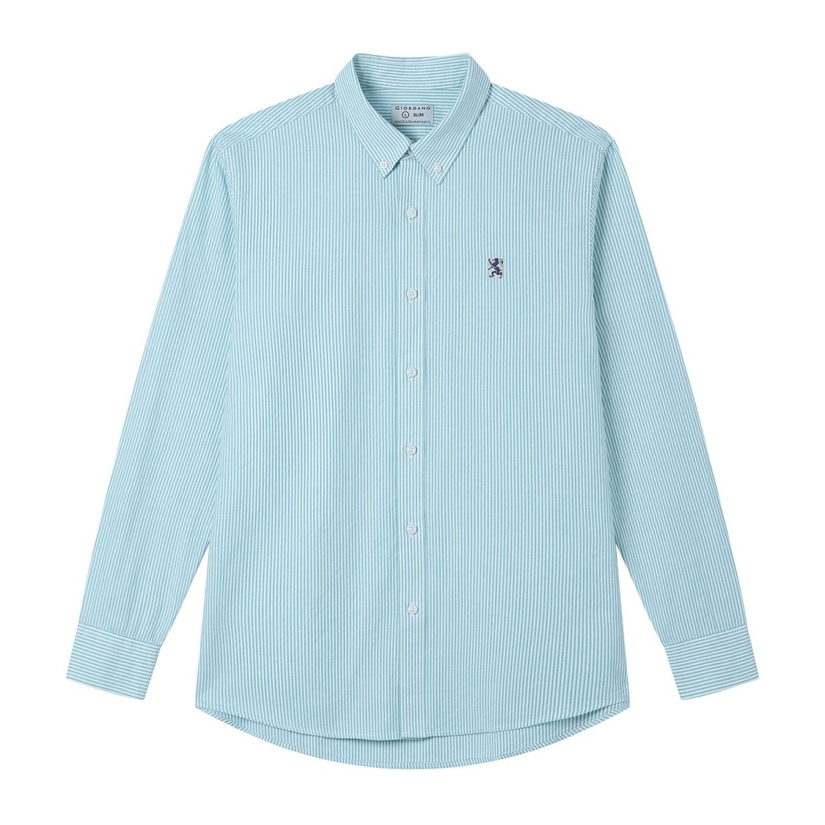 Giordano Men’s Cotton Slim Oxford Shirt with Embroidery - Premium Shirts