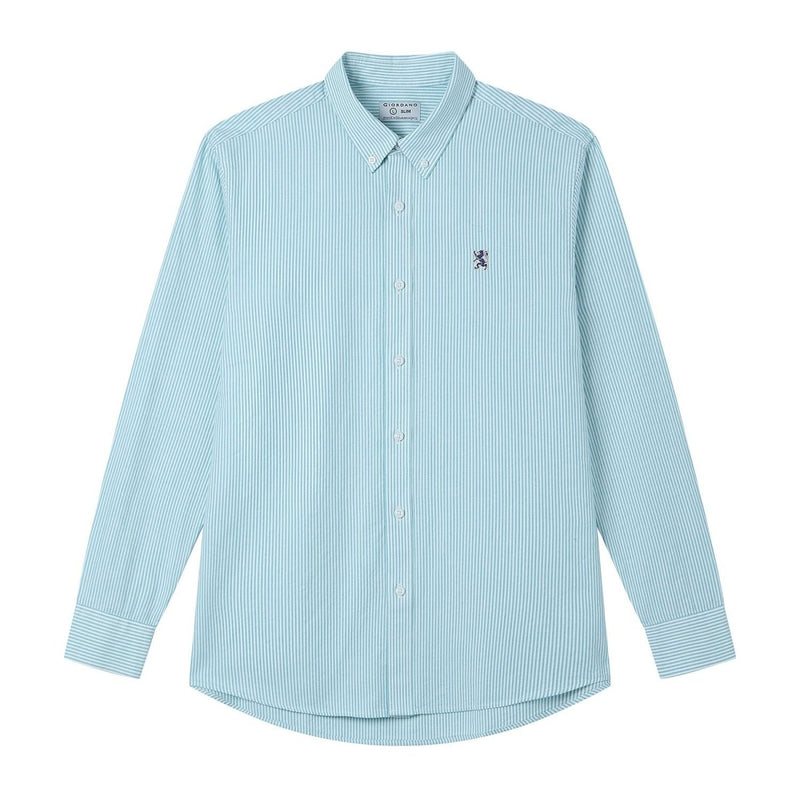 Giordano Men’s Cotton Slim Oxford Shirt with Embroidery - Premium Shirts