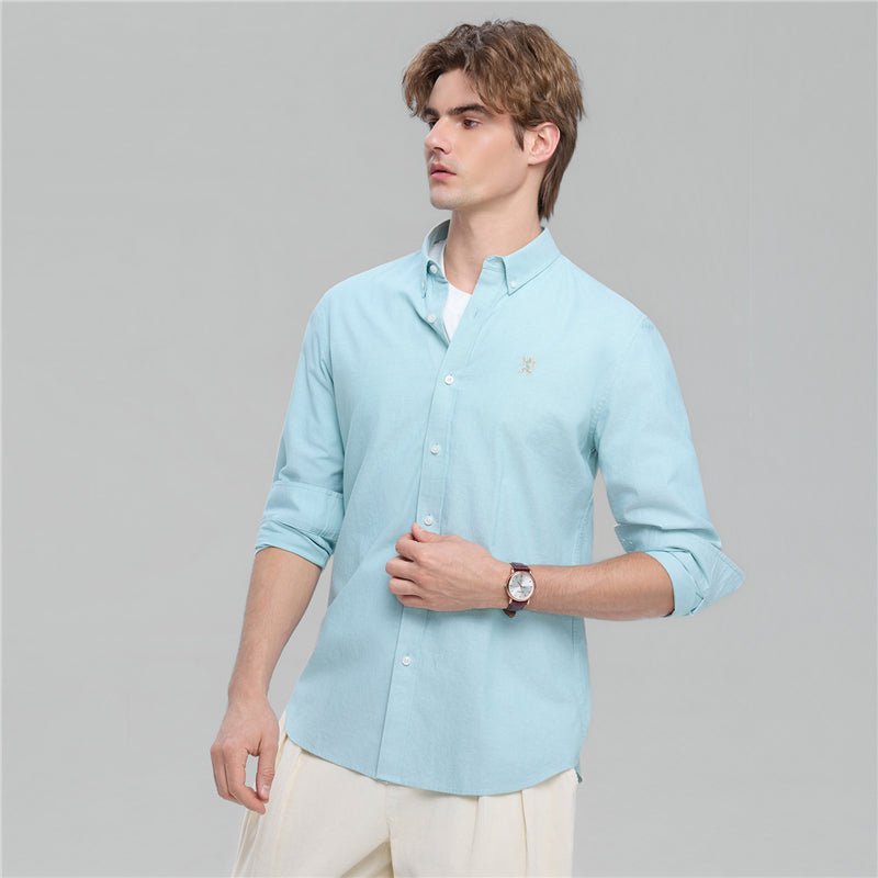 Giordano Men’s Cotton Slim Oxford Shirt with Embroidery - first_variant_option_2 Premium Shirts for Giordano