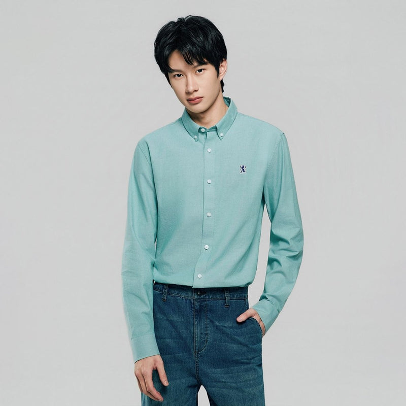 Giordano Men’s Cotton Slim Oxford Shirt with Embroidery - first_variant_option_2 Premium Shirts for Giordano