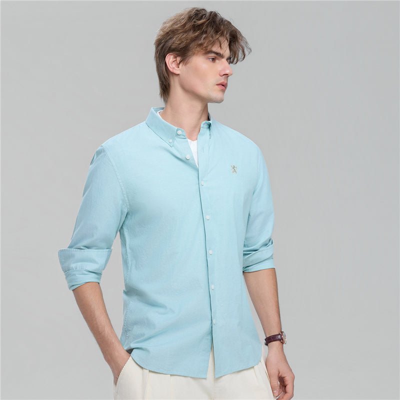 Giordano Men’s Cotton Slim Oxford Shirt with Embroidery - first_variant_option_2 Premium Shirts for Giordano