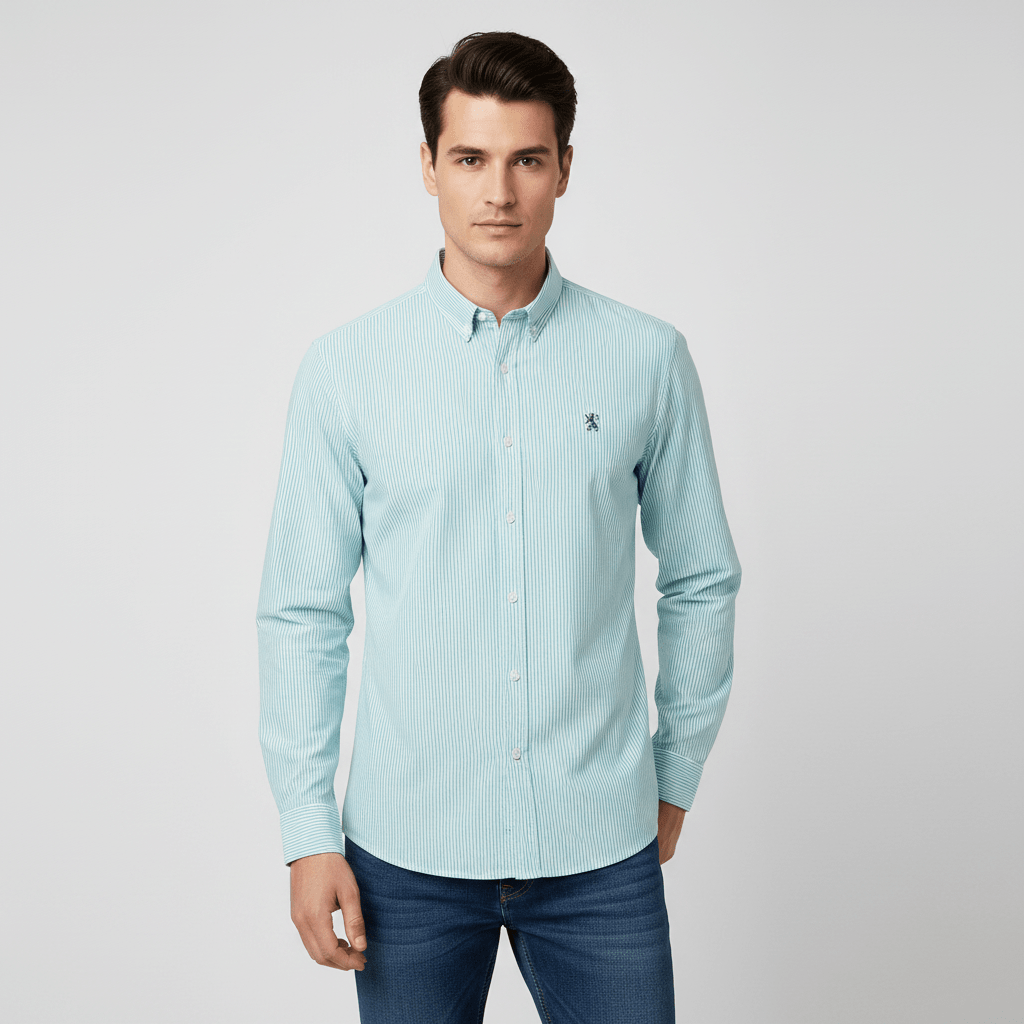 Giordano Men’s Cotton Slim Oxford Shirt with Embroidery - Premium Shirts