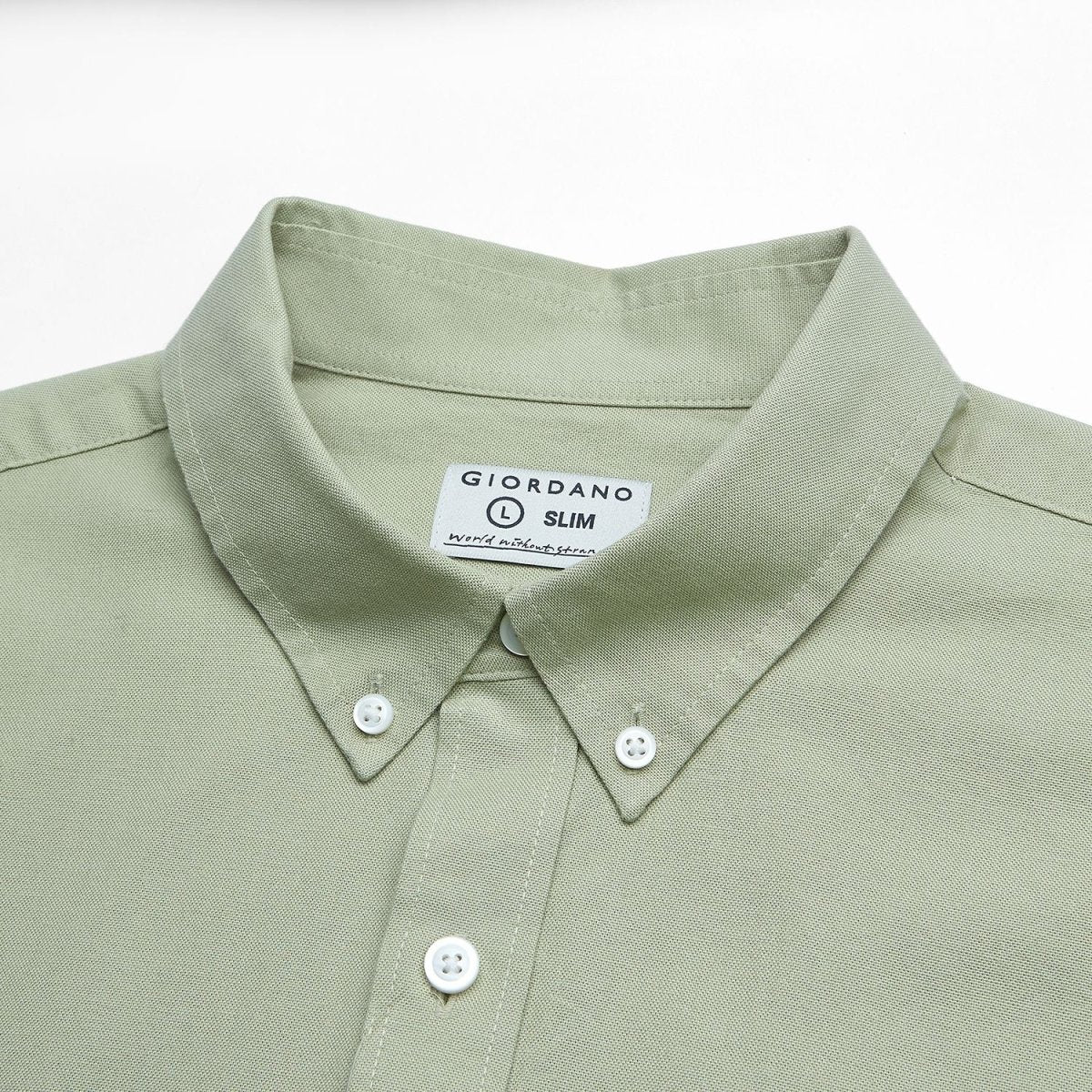 Giordano Men’s Cotton Slim Oxford Shirt with Embroidery - Premium Shirts