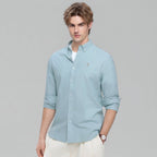 Giordano Men’s Cotton Slim Oxford Shirt with Embroidery - Premium Shirts