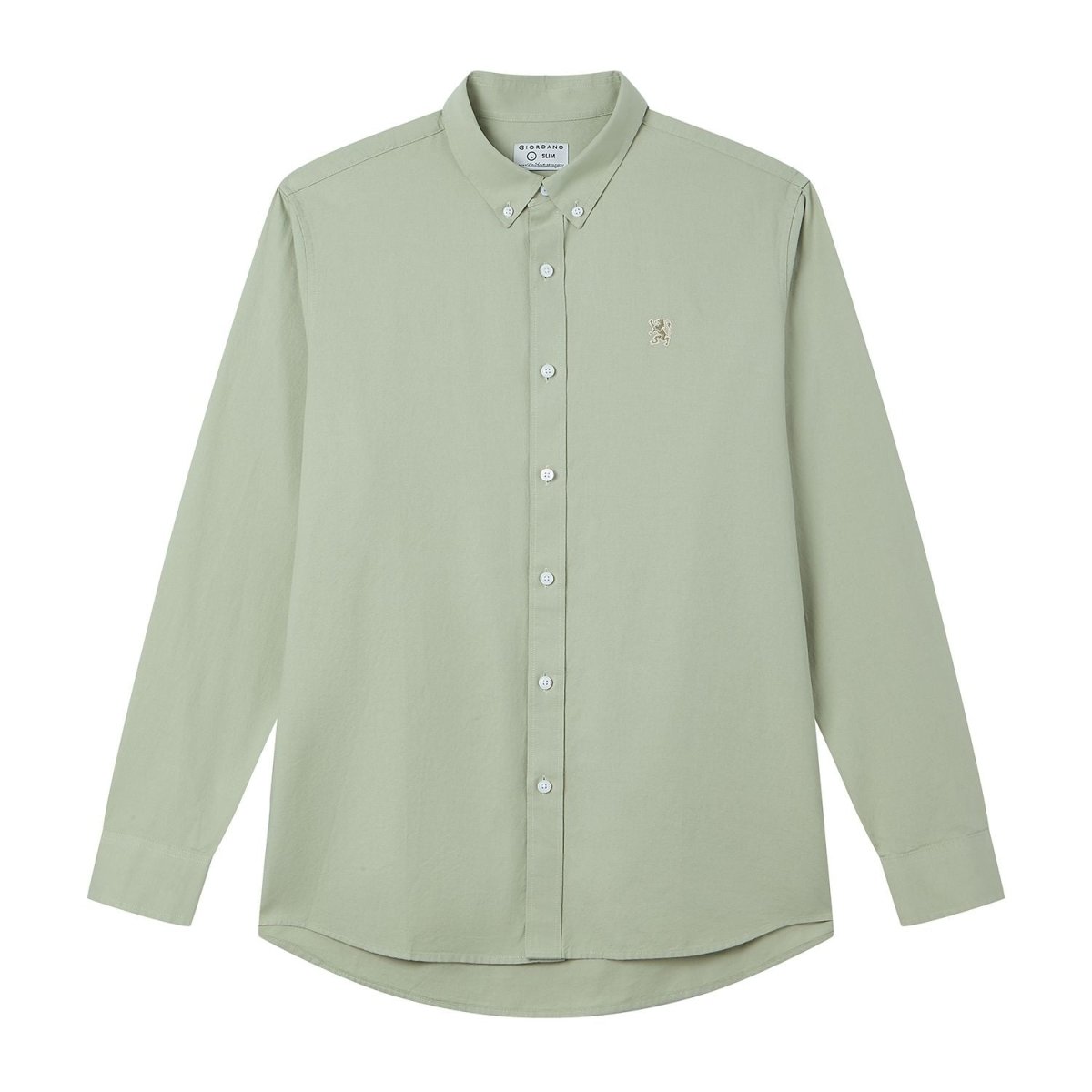 Giordano Men’s Cotton Slim Oxford Shirt with Embroidery - Premium Shirts