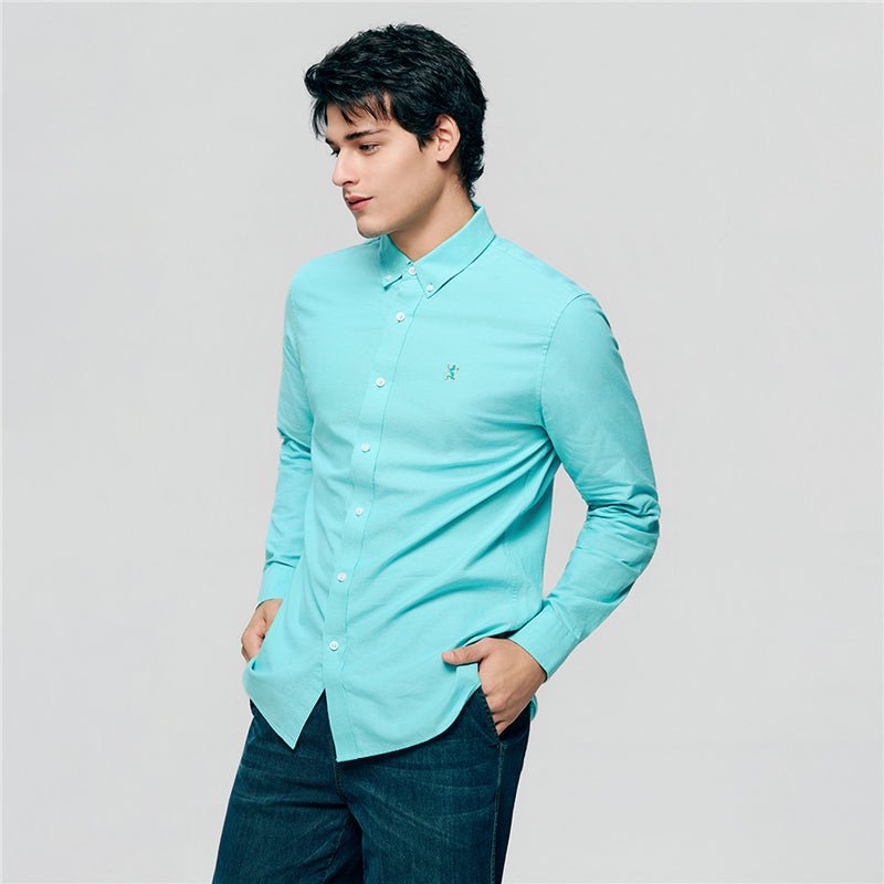 Giordano Men’S Cotton Slim Oxford Shirt With Embroidery - first_variant_option_2 Premium Shirt for Giordano