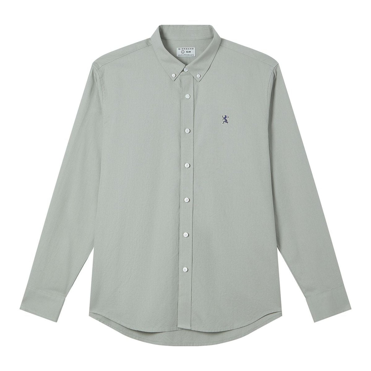 Giordano Men’s Cotton Slim Oxford Shirt with Embroidery - Premium Shirts