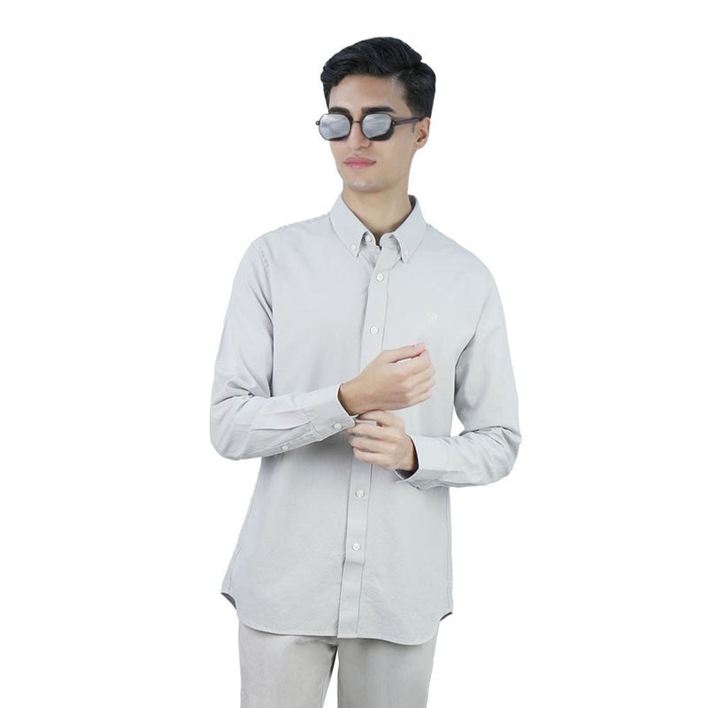 Giordano Men’s Cotton Slim Oxford Shirt with Embroidery - Premium Shirts