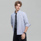 Giordano Men’s Cotton Slim Oxford Shirt with Embroidery - Premium Shirts