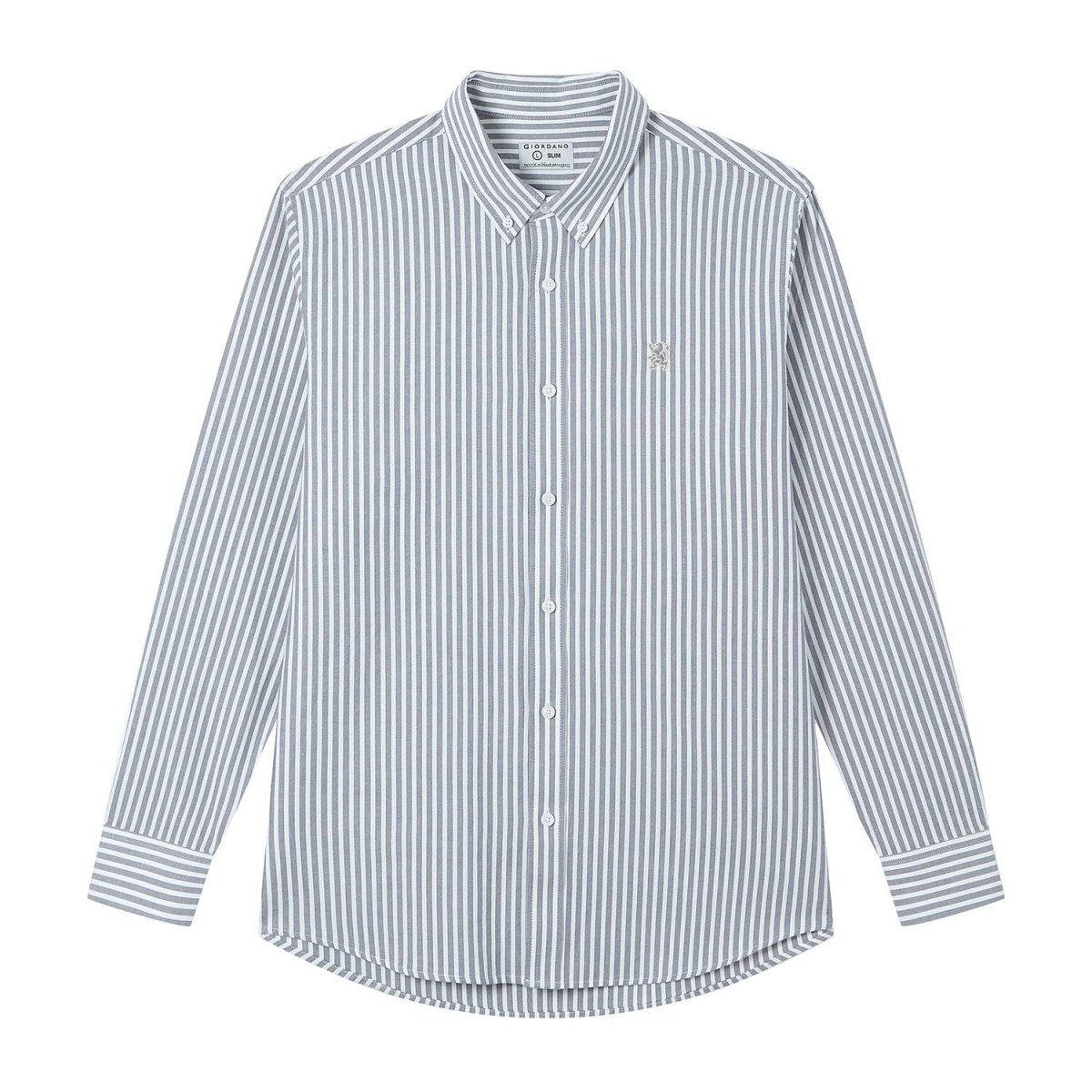 Giordano Men’s Cotton Slim Oxford Shirt with Embroidery - Premium Shirts